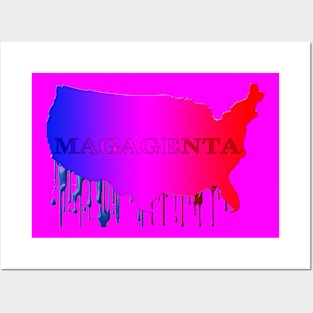 MAGAGENTA Colored Wording on Map Posters and Art